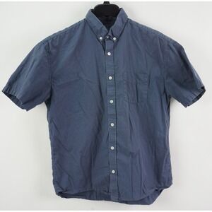 Unis Men's Medium Short Sleeve Blue Lightweight Woven Cotton Button Down Shirt